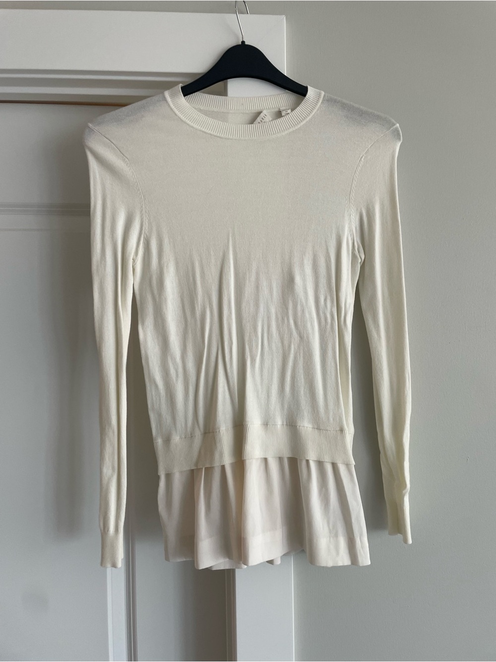 Ted Baker Cream Layered Hem Long-Sleeve Top